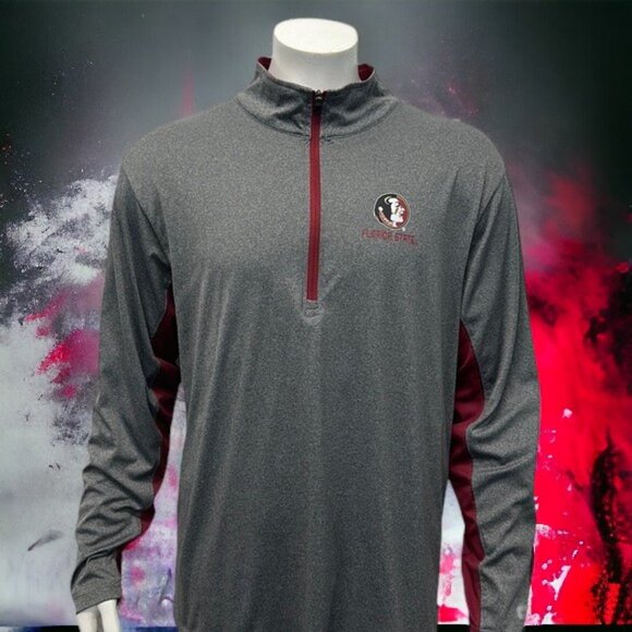 Florida State Seminoles Gray Garnet Colosseum Pullover 1/4 Zip Jacket Shirt XL - Picture 3 of 12